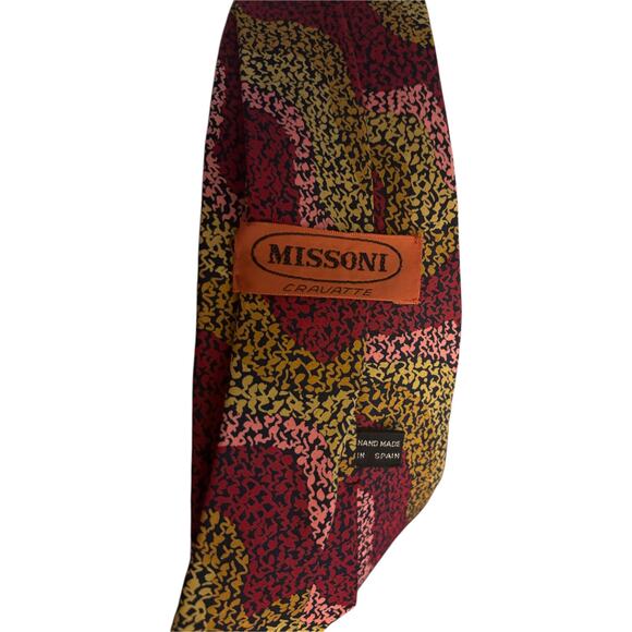 Missoni Designer Silk Geometric Classic Necktie Made in Spain, Vintage - Picture 2 of 3